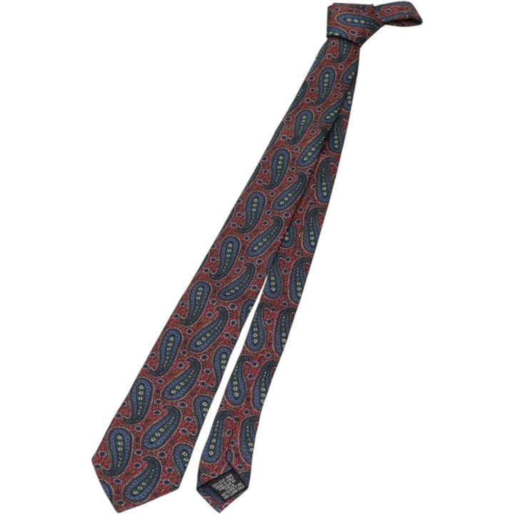 Tie Rack by Leonardo Strelli, Paisley Pattern Necktie, Made in Italy silk red type Vintage Second Hand