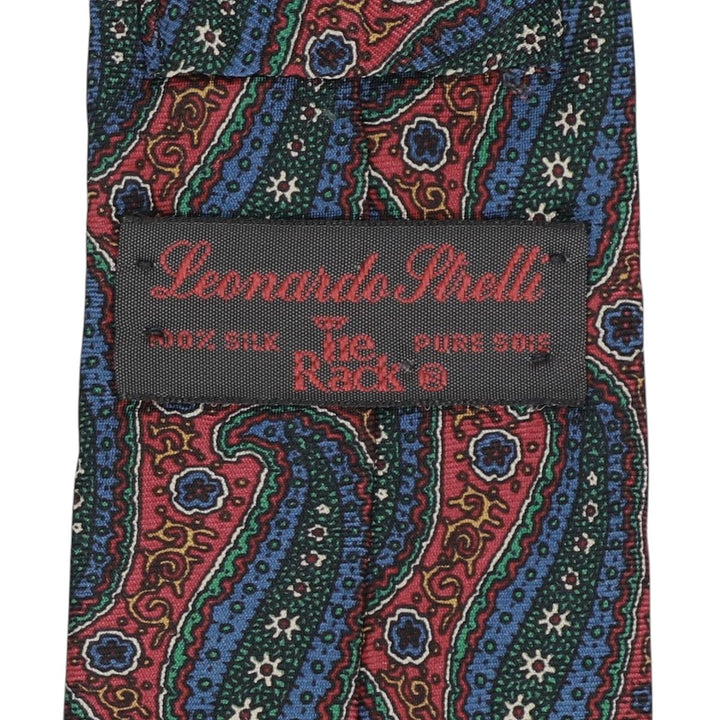 Tie Rack by Leonardo Strelli, Paisley Pattern Necktie, Made in Italy silk red type Vintage Second Hand