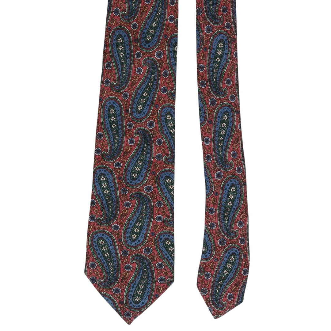 Tie Rack by Leonardo Strelli, Paisley Pattern Necktie, Made in Italy silk red type Vintage Second Hand