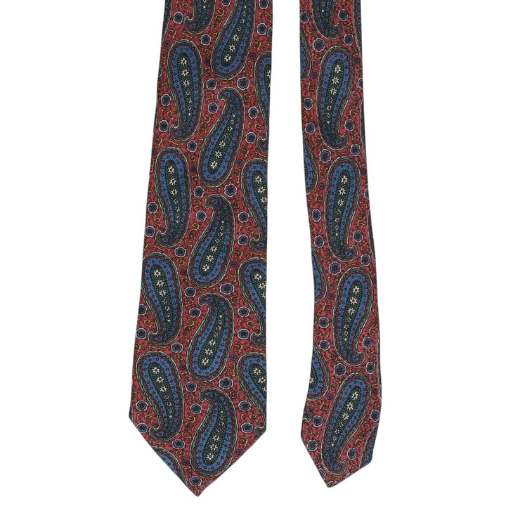 Tie Rack by Leonardo Strelli, Paisley Pattern Necktie, Made in Italy silk red type Vintage Second Hand