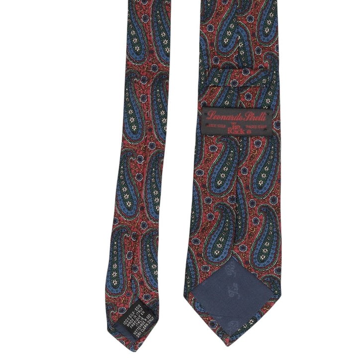 Tie Rack by Leonardo Strelli, Paisley Pattern Necktie, Made in Italy silk red type Vintage Second Hand