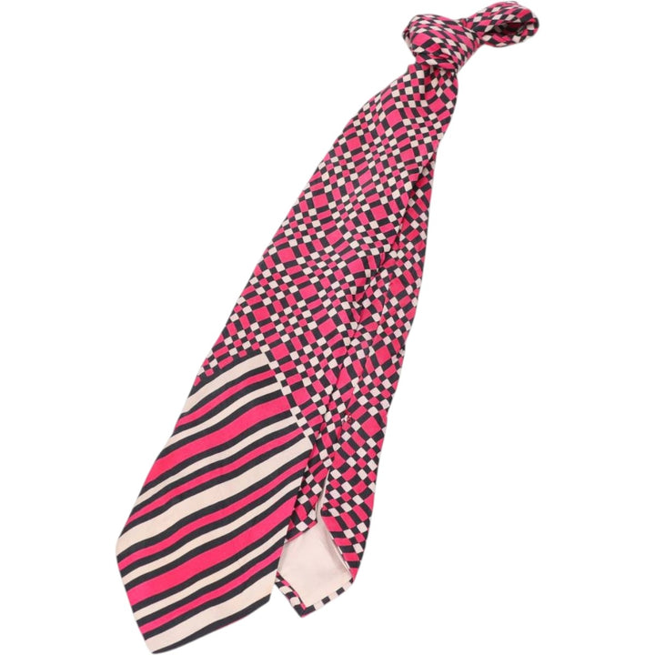 Lanvin Check Pattern Stripe Pattern Tie unclear pink type Vintage Second Hand