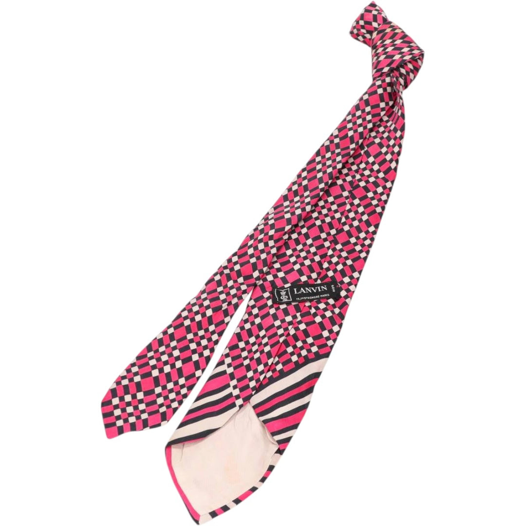 Lanvin Check Pattern Stripe Pattern Tie unclear pink type Vintage Second Hand