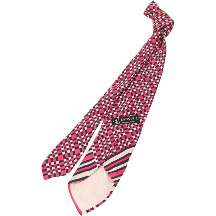 Lanvin Check Pattern Stripe Pattern Tie unclear pink type Vintage Second Hand