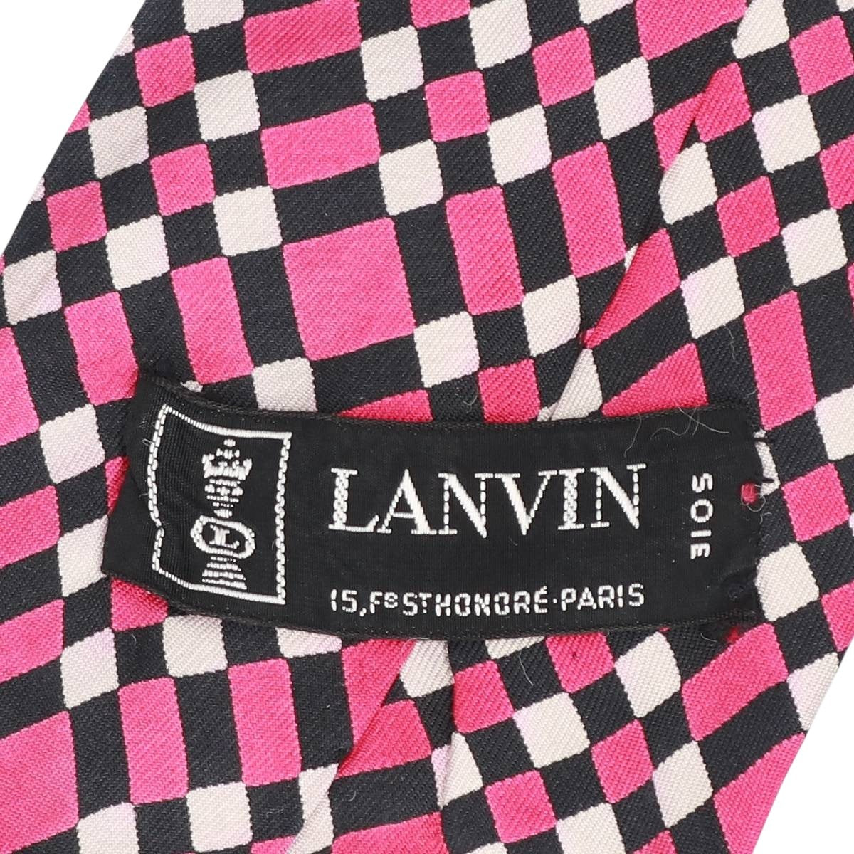 ランバン LANVIN チェック柄 ストライプ柄 ネクタイ unclear pink type