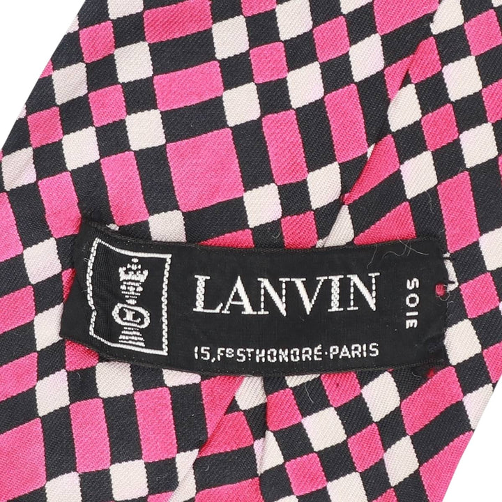 Lanvin Check Pattern Stripe Pattern Tie unclear pink type Vintage Second Hand