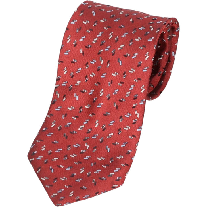 Lanvin all-over print tie, made in France. silk red type Vintage Second Hand