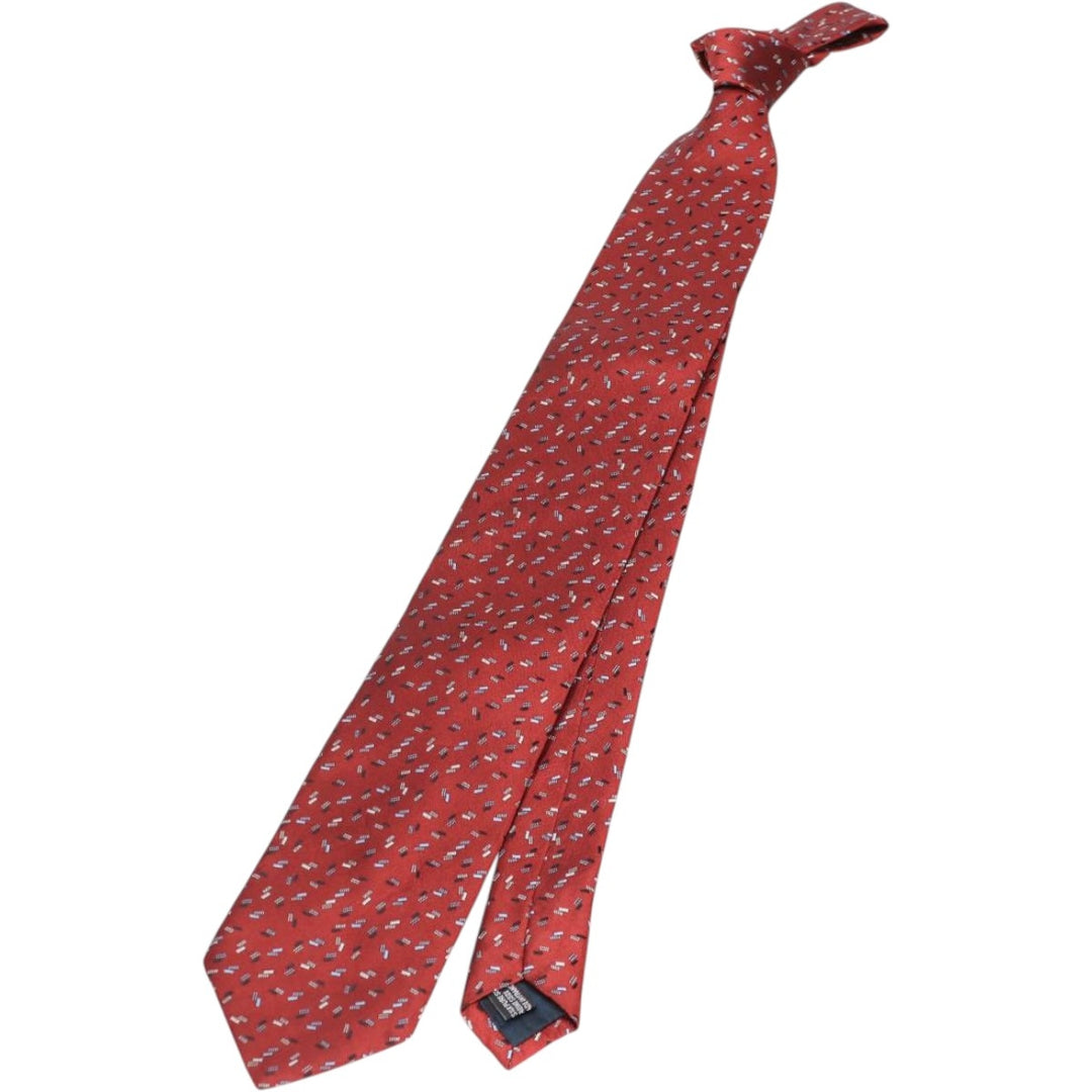 Lanvin all-over print tie, made in France. silk red type Vintage Second Hand