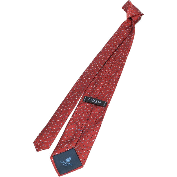 Lanvin all-over print tie, made in France. silk red type Vintage Second Hand