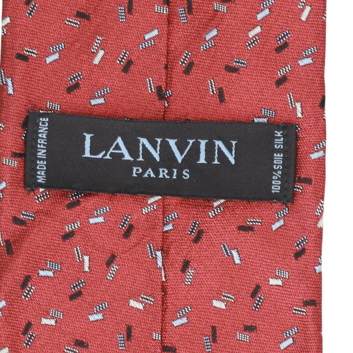 Lanvin all-over print tie, made in France. silk red type Vintage Second Hand