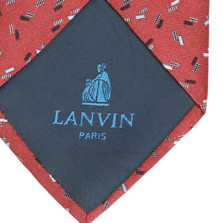 Lanvin all-over print tie, made in France. silk red type Vintage Second Hand