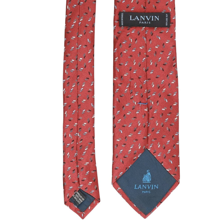 Lanvin all-over print tie, made in France. silk red type Vintage Second Hand
