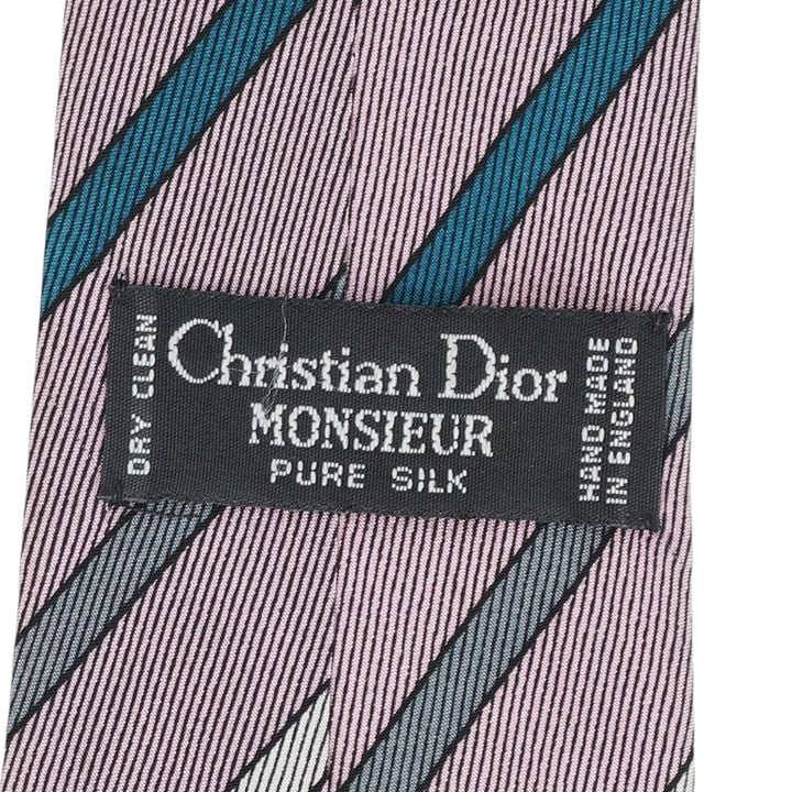Christian Dior striped tie, made in England. silk pink type Vintage Second Hand
