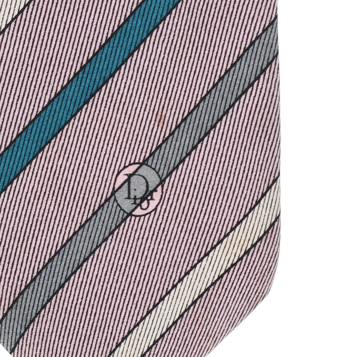Christian Dior striped tie, made in England. silk pink type Vintage Second Hand