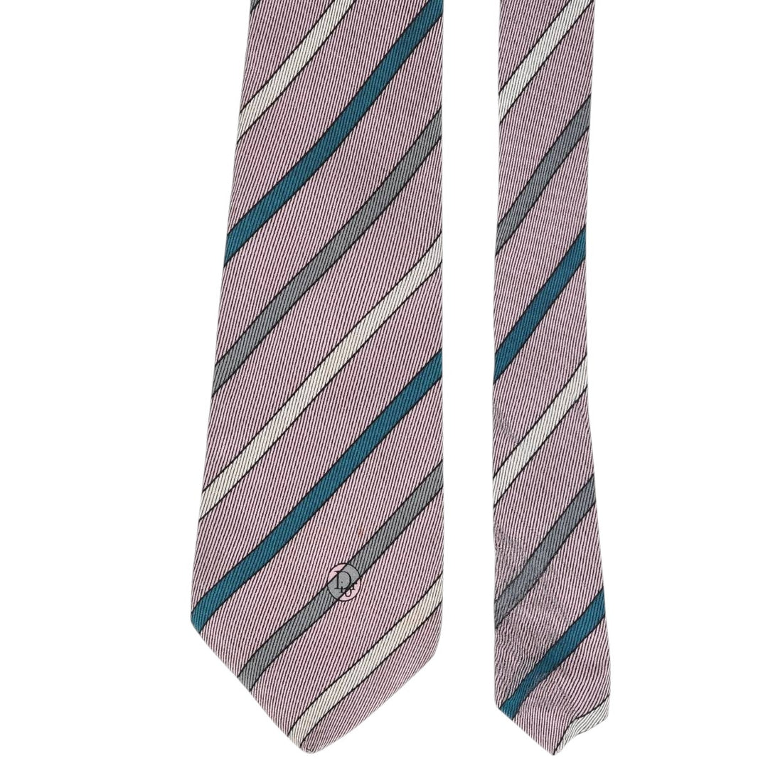 Christian Dior striped tie, made in England. silk pink type Vintage Second Hand