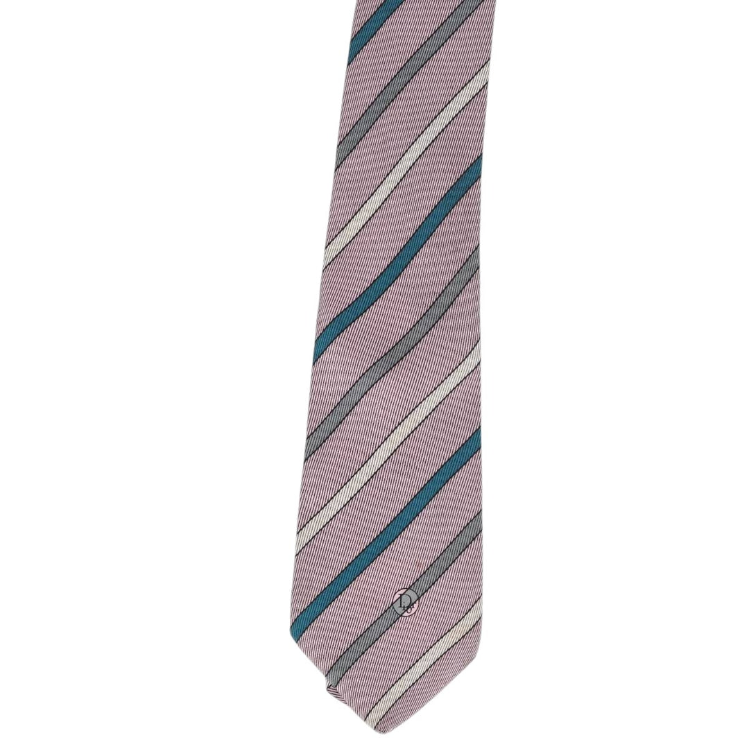 Christian Dior striped tie, made in England. silk pink type Vintage Second Hand