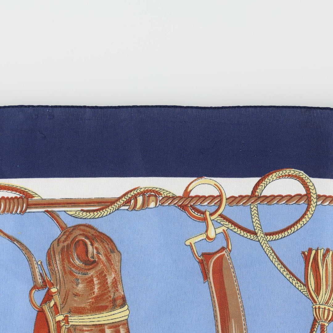All-over horse print scarf unclear navy blue type Vintage Second Hand