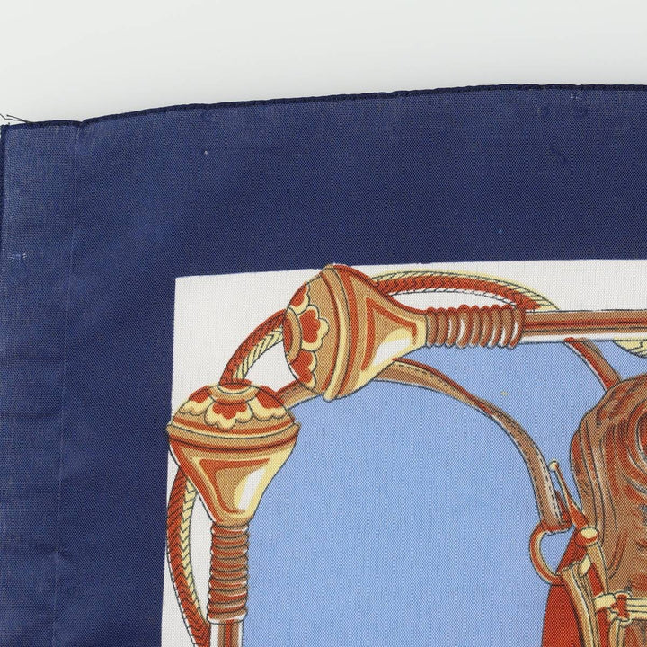All-over horse print scarf unclear navy blue type Vintage Second Hand