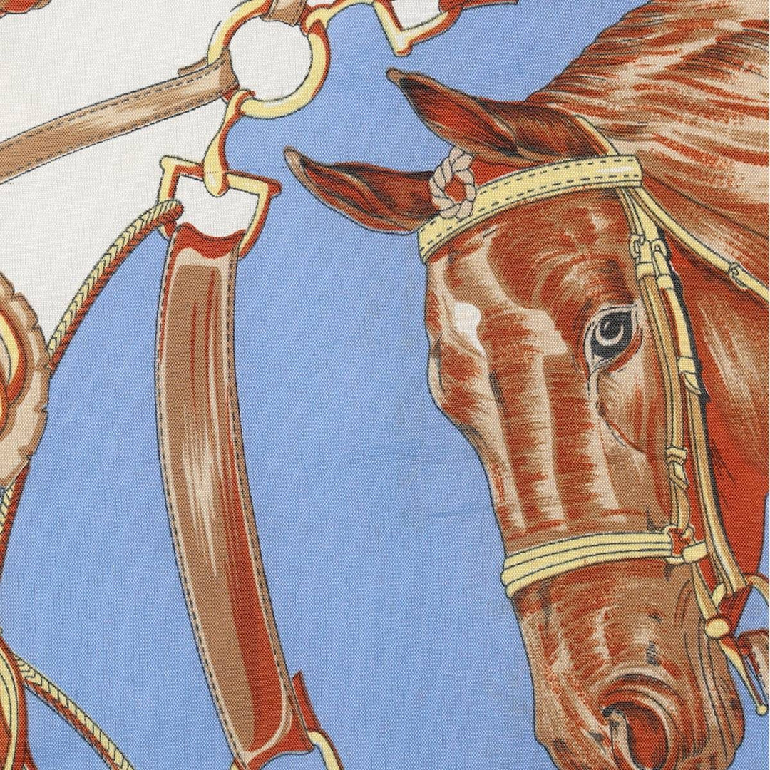 All-over horse print scarf unclear navy blue type Vintage Second Hand
