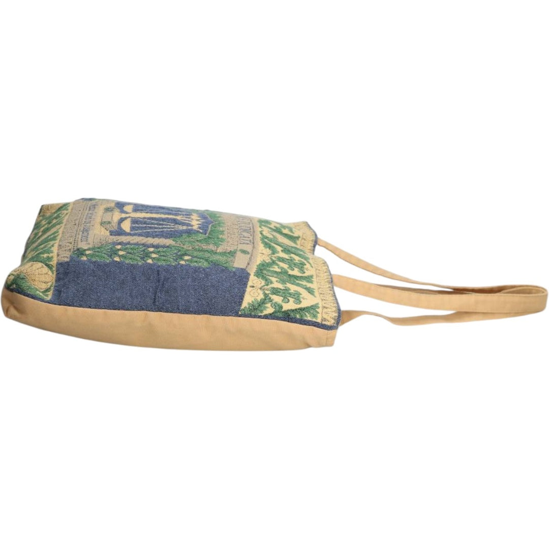 RIVERDALE All-over Pattern Gobelin Weave Tote Bag, Made in USA unclear Beige type Vintage Second Hand