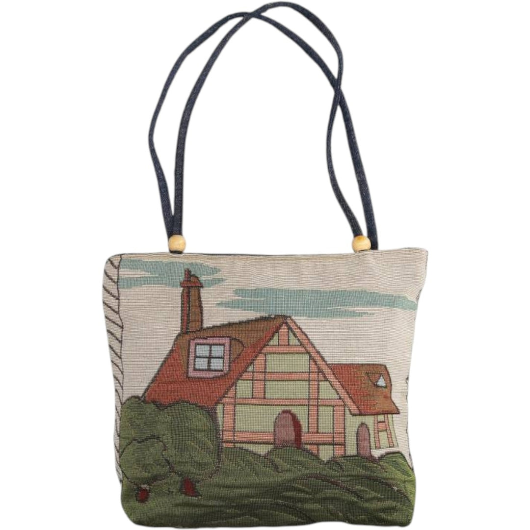 All-over pattern jacquard woven tote bag unclear Beige type Vintage Second Hand