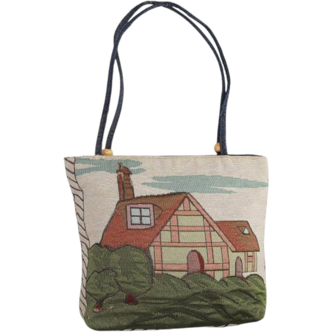 All-over pattern jacquard woven tote bag unclear Beige type Vintage Second Hand