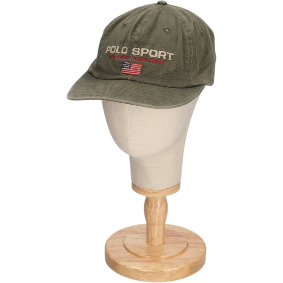90'S Ralph Lauren POLO by Ralph Lauren Baseball Cap, 6-Panel Cap, Made in USA, One Size Fits All cotton Khaki type Vintage Second Hand