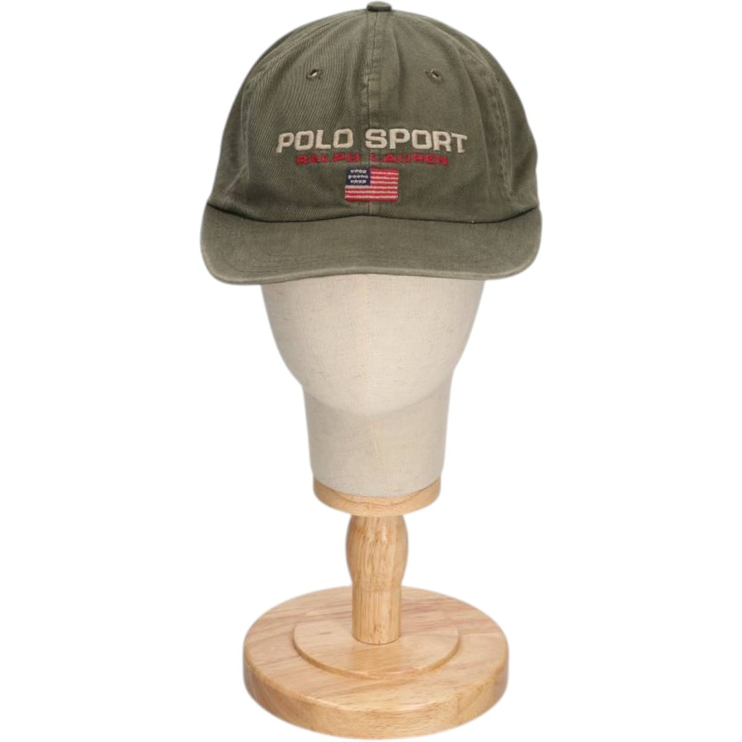 90'S Ralph Lauren POLO by Ralph Lauren Baseball Cap, 6-Panel Cap, Made in USA, One Size Fits All cotton Khaki type Vintage Second Hand
