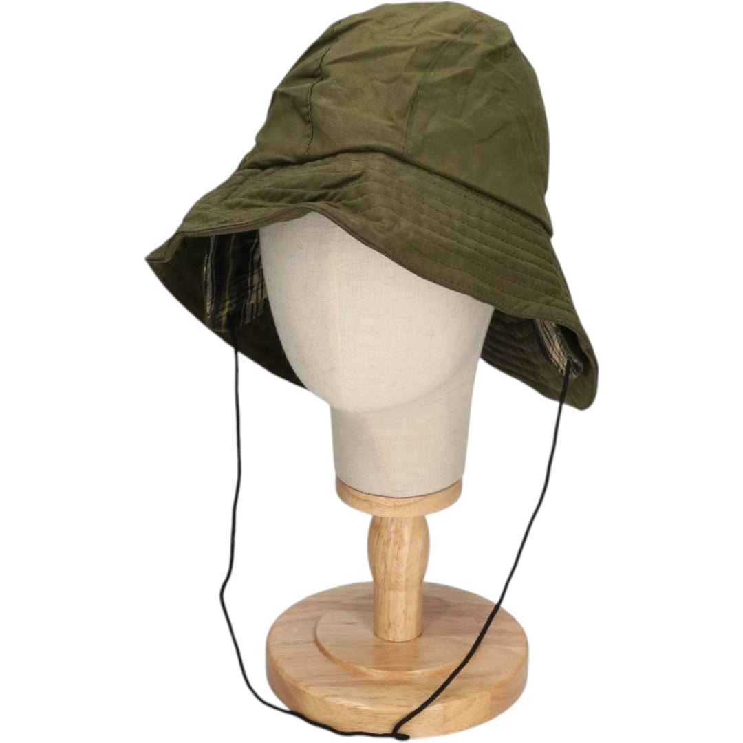 2000s-present Barbour 3-warrant safari hat with ear flaps, made in England, one size fits all. cotton Khaki type Vintage Second Hand