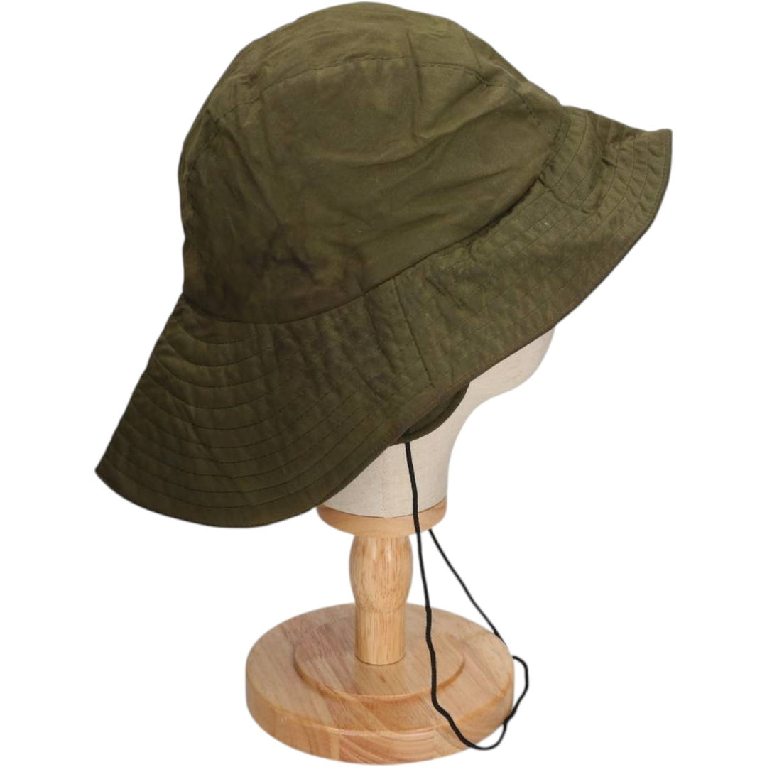 2000s-present Barbour 3-warrant safari hat with ear flaps, made in England, one size fits all. cotton Khaki type Vintage Second Hand