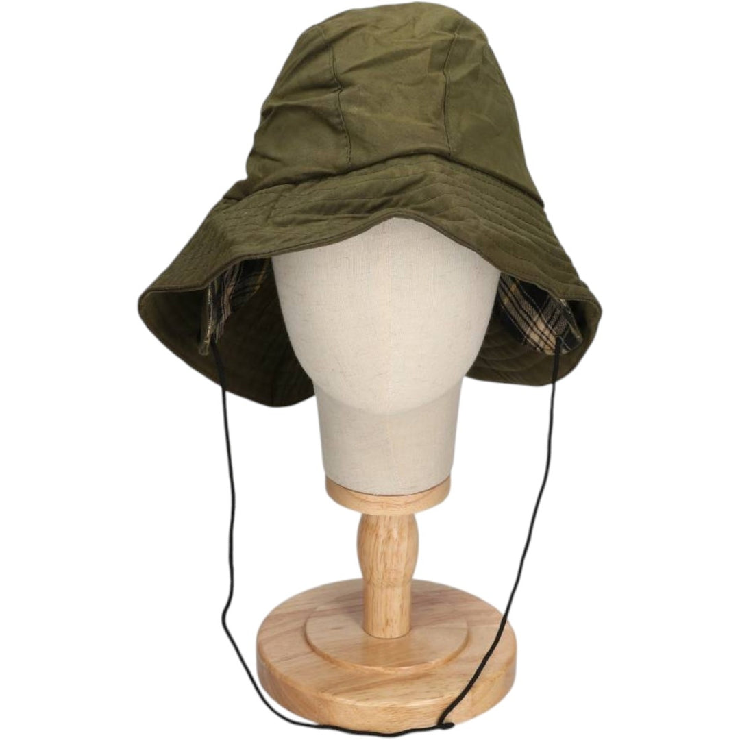 2000s-present Barbour 3-warrant safari hat with ear flaps, made in England, one size fits all. cotton Khaki type Vintage Second Hand