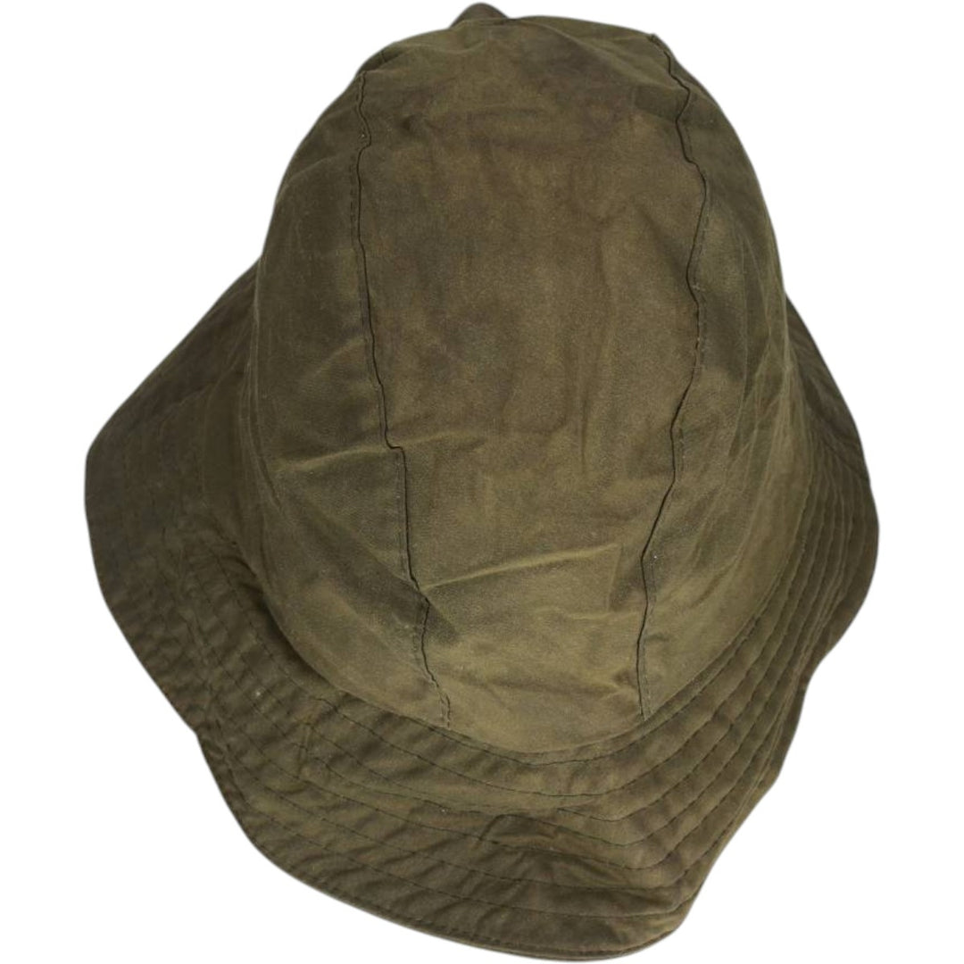 2000s-present Barbour 3-warrant safari hat with ear flaps, made in England, one size fits all. cotton Khaki type Vintage Second Hand