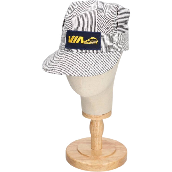 VICTORY Stripe Pattern Work Cap, Made in Canada, One Size Fits All cotton navy blue type Vintage Second Hand