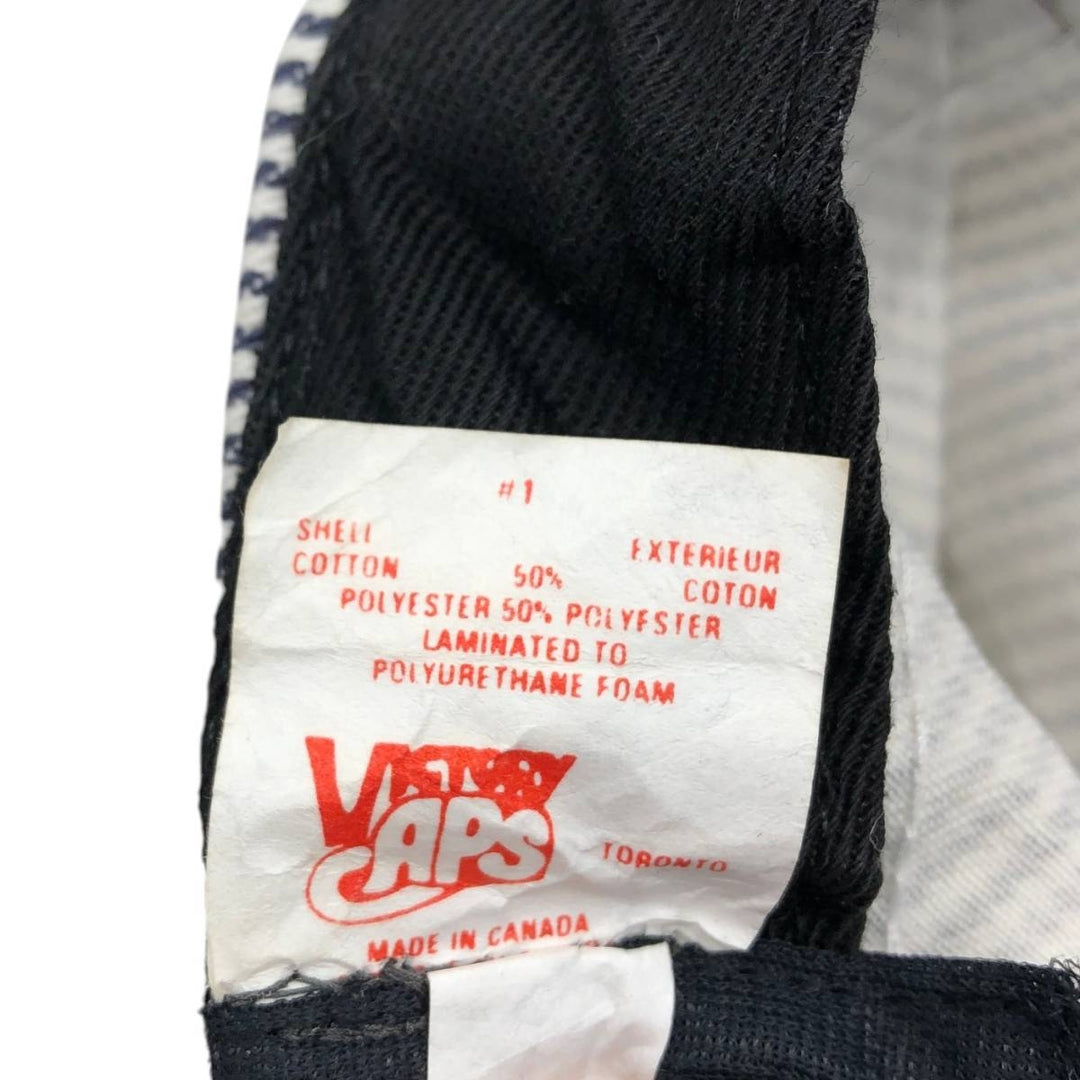 VICTORY Stripe Pattern Work Cap, Made in Canada, One Size Fits All cotton navy blue type Vintage Second Hand