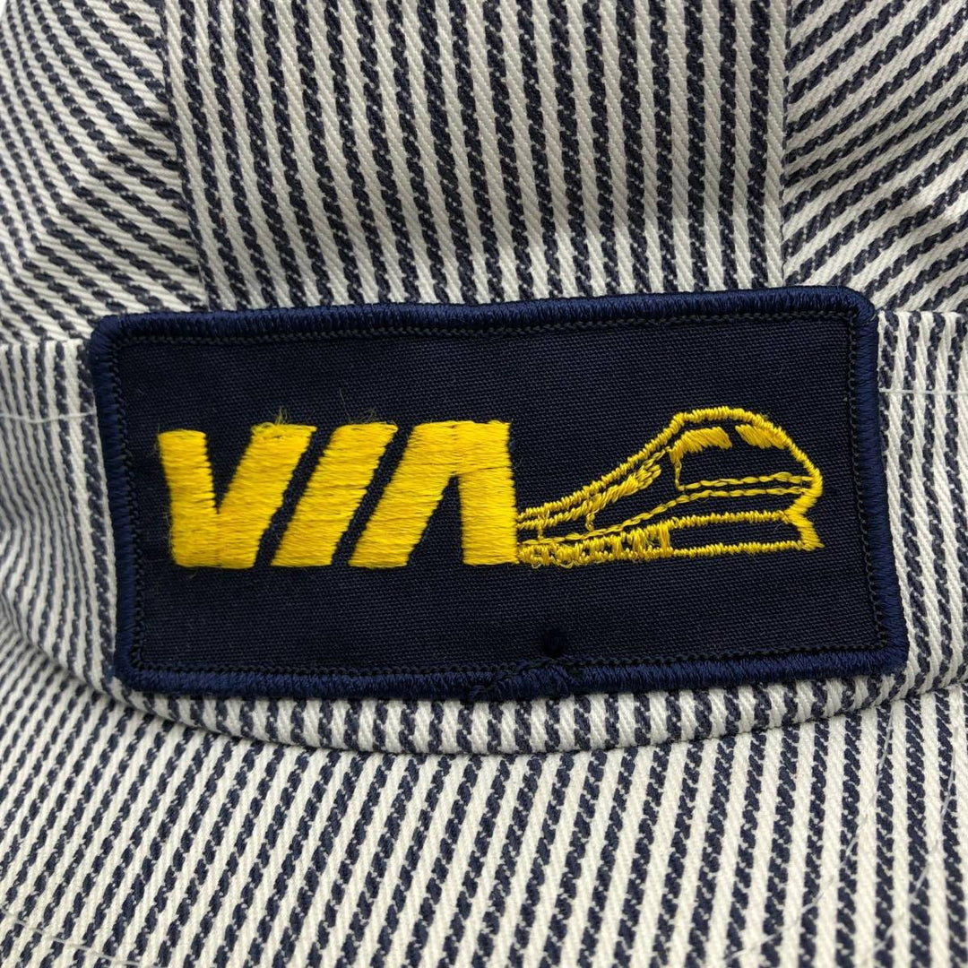 VICTORY Stripe Pattern Work Cap, Made in Canada, One Size Fits All cotton navy blue type Vintage Second Hand
