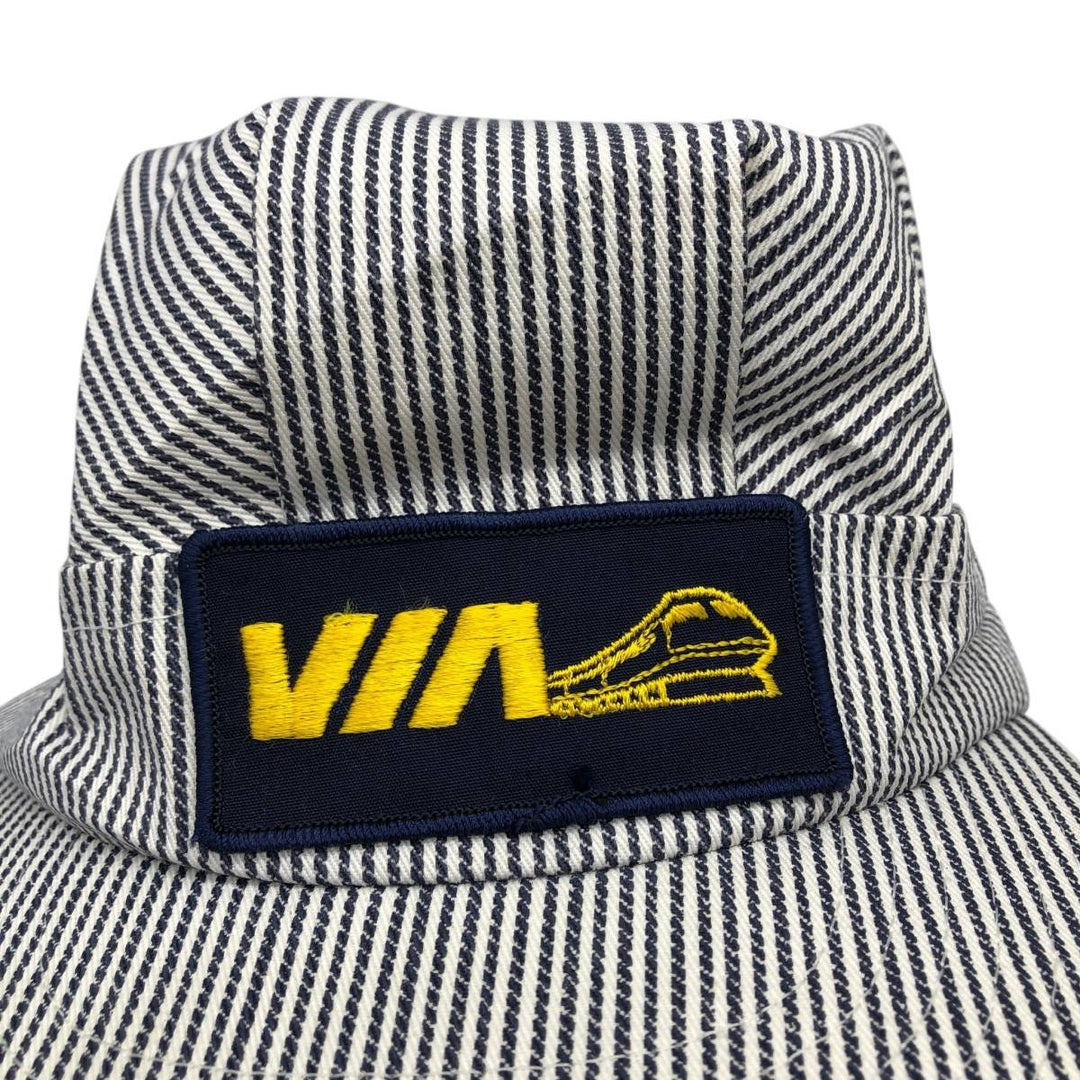 VICTORY Stripe Pattern Work Cap, Made in Canada, One Size Fits All cotton navy blue type Vintage Second Hand