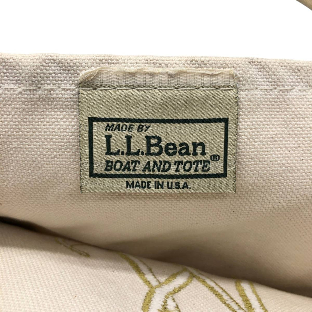 LLBean BOAT AND TOTE Camouflage Pattern Woodland Camo Tote Bag, Made in USA cotton unbleached Vintage Second Hand