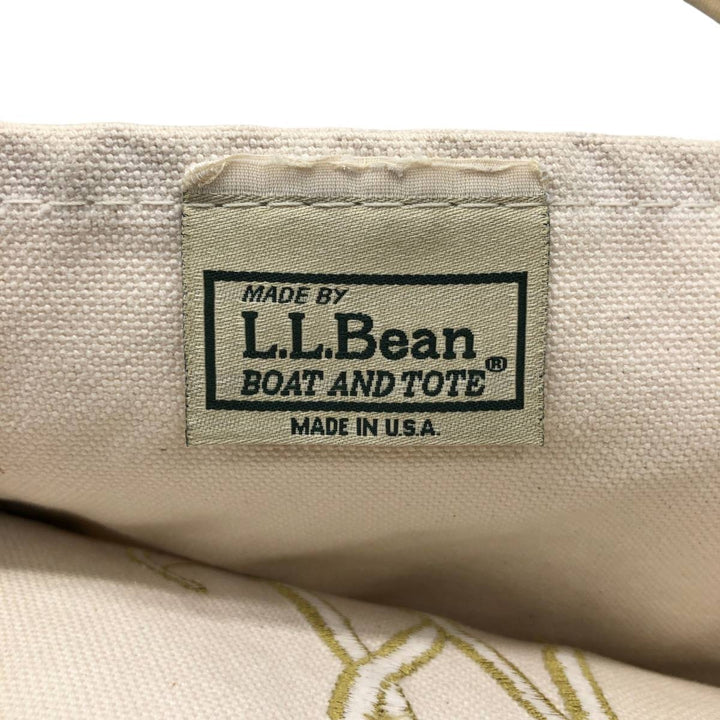 LLBean BOAT AND TOTE Camouflage Pattern Woodland Camo Tote Bag, Made in USA cotton unbleached Vintage Second Hand
