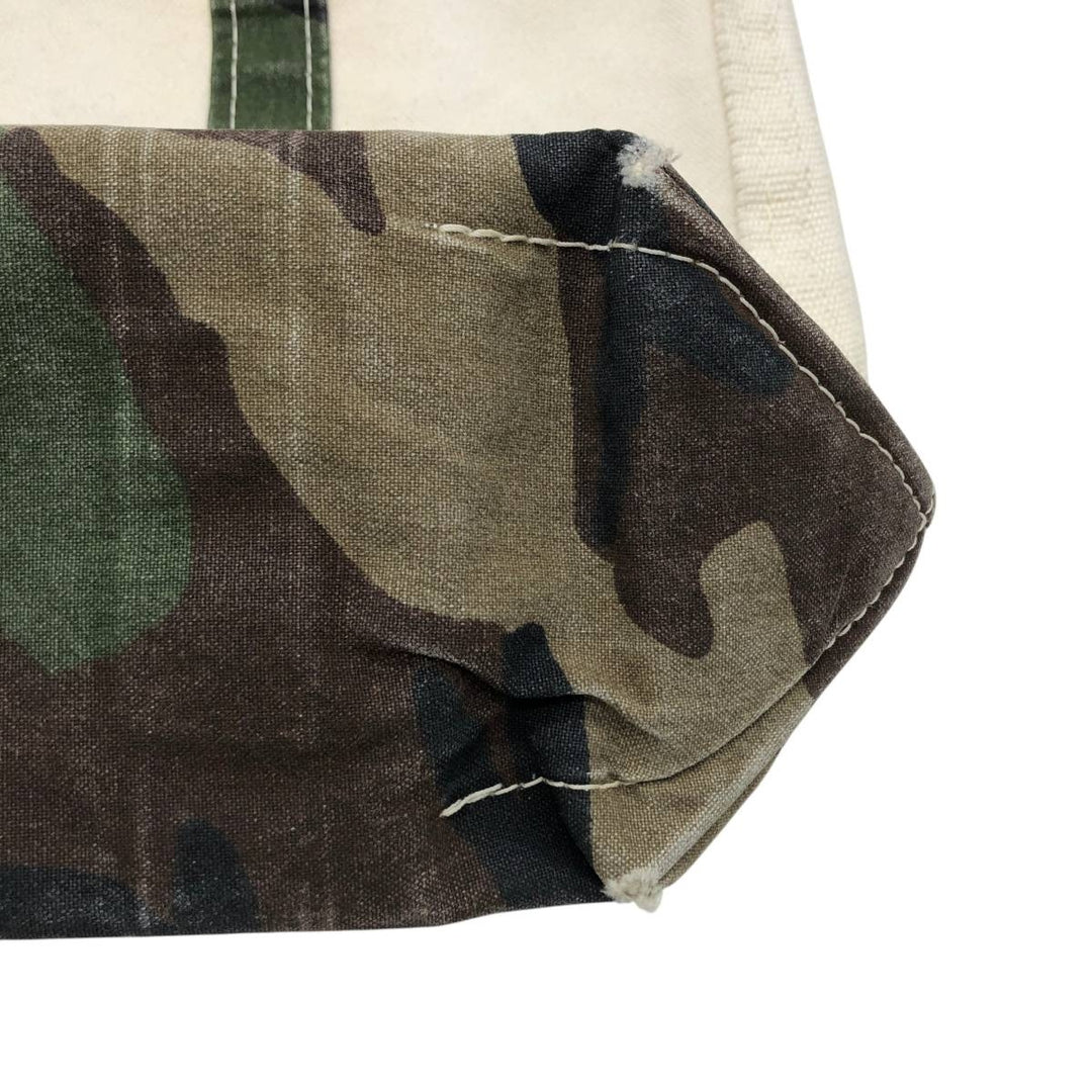LLBean BOAT AND TOTE Camouflage Pattern Woodland Camo Tote Bag, Made in USA cotton unbleached Vintage Second Hand