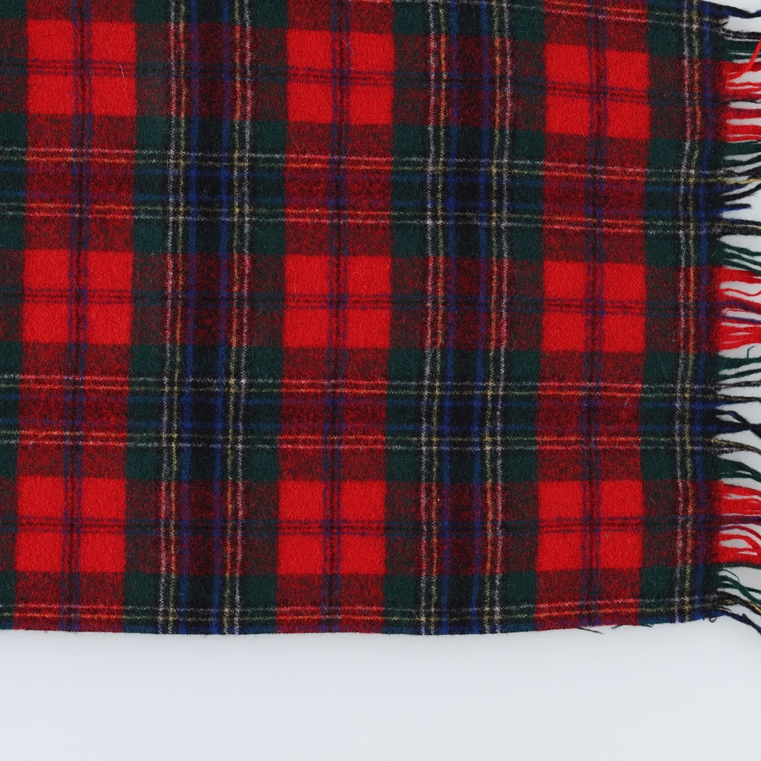 1970'S Pendleton Check Pattern Tartan Wool Scarf, Made in USA, Vintage wool red type Vintage Second Hand