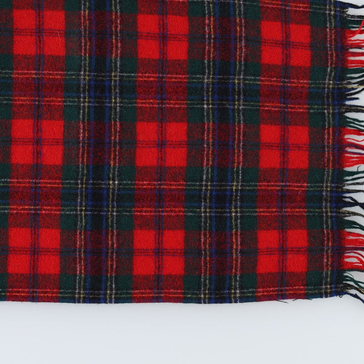 1970'S Pendleton Check Pattern Tartan Wool Scarf, Made in USA, Vintage wool red type Vintage Second Hand