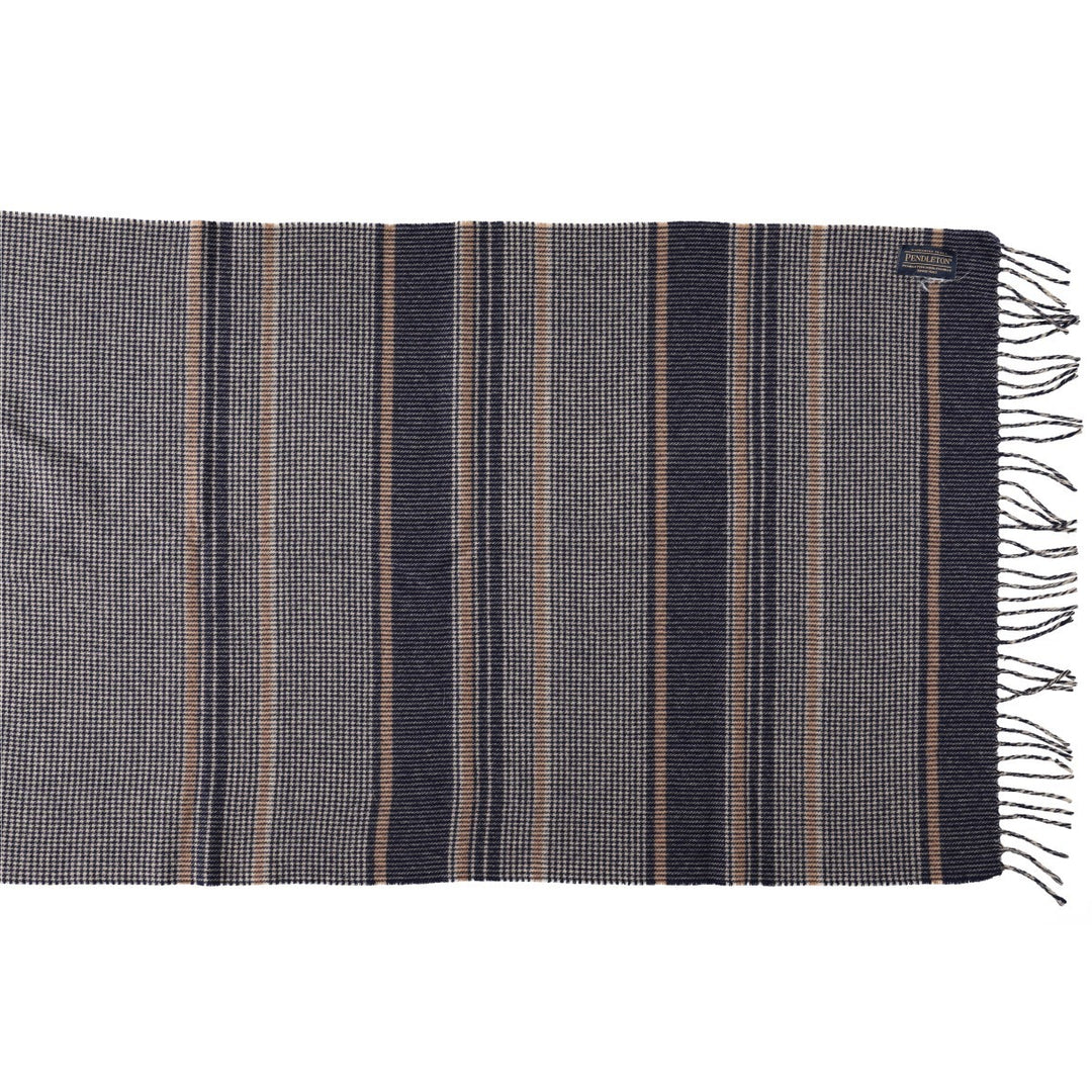 Pendleton Houndstooth Pattern Border Pattern Wool Scarf unclear navy blue type Vintage Second Hand
