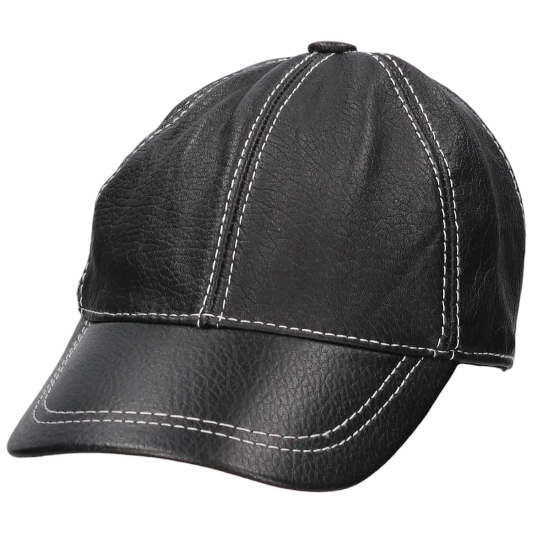 VICTORIA Leather Cap, One Size Fits All genuine leather black type Vintage Second Hand