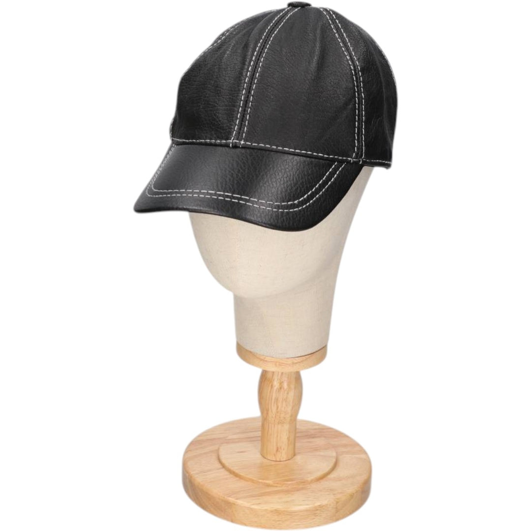 VICTORIA Leather Cap, One Size Fits All genuine leather black type Vintage Second Hand