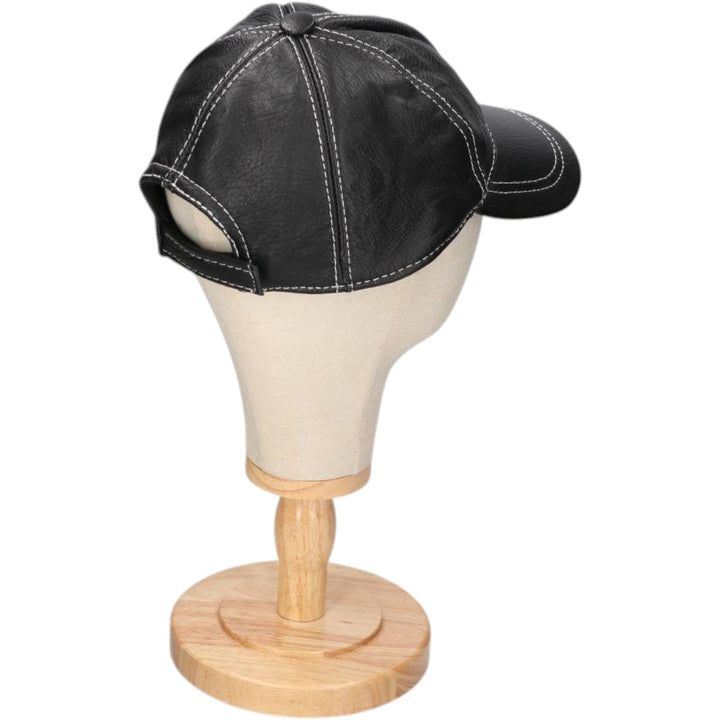VICTORIA Leather Cap, One Size Fits All genuine leather black type Vintage Second Hand