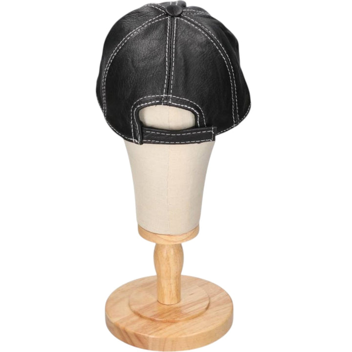 VICTORIA Leather Cap, One Size Fits All genuine leather black type Vintage Second Hand