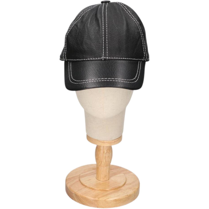 VICTORIA Leather Cap, One Size Fits All genuine leather black type Vintage Second Hand