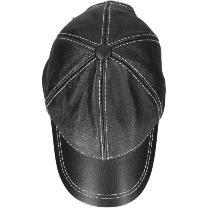 VICTORIA Leather Cap, One Size Fits All genuine leather black type Vintage Second Hand