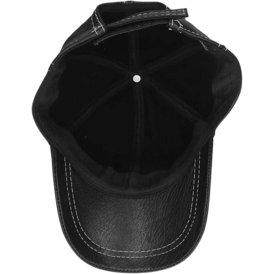 VICTORIA Leather Cap, One Size Fits All genuine leather black type Vintage Second Hand