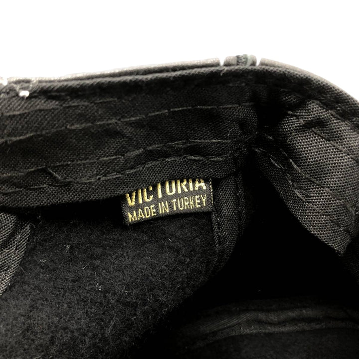 VICTORIA Leather Cap, One Size Fits All genuine leather black type Vintage Second Hand